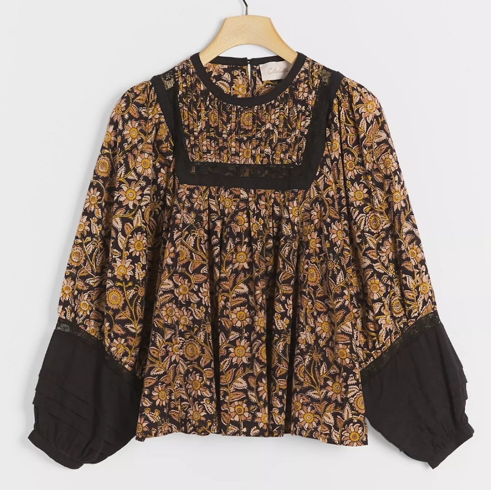 New Cleobella Artisan Floral Blouse from Anthropologie XS flowy - Picture 3 of 9